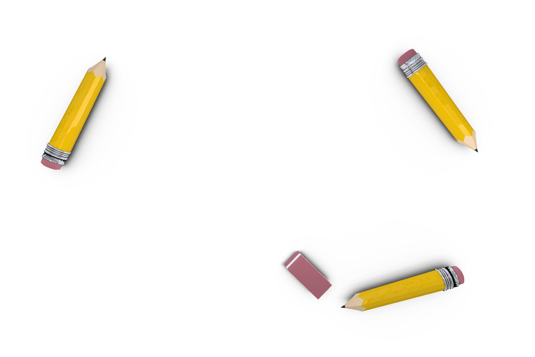 Vector Illustration of Pencils and Eraser on Transparent Background