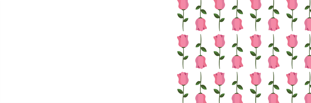 Transparent Background with Pink Rose Pattern and White Space for Text