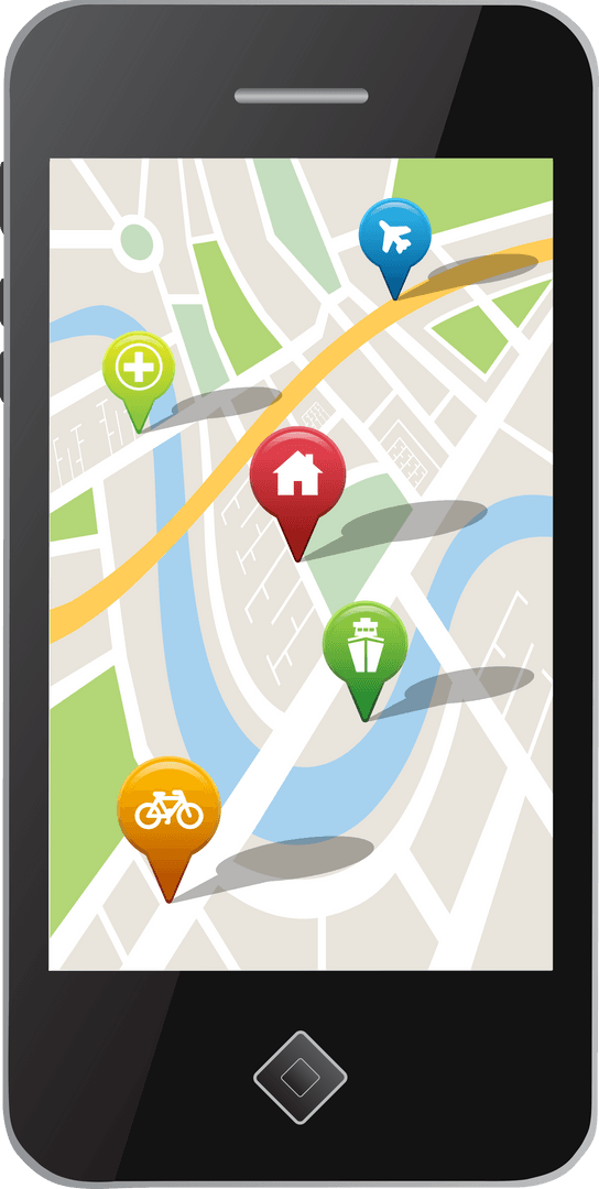 Transparent Smartphone Displaying Navigation Map Pointers - Download Free Stock Images Pikwizard.com