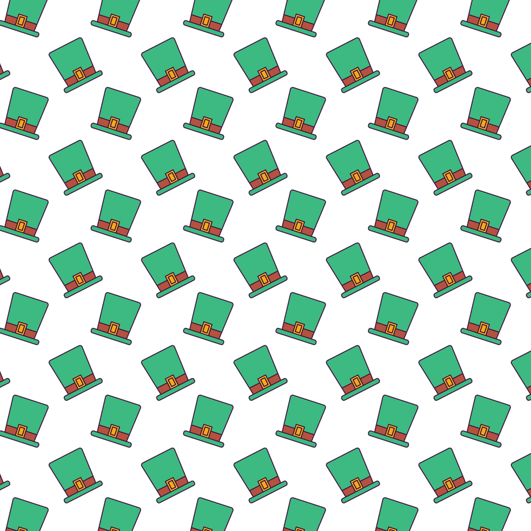Seamless Pattern: St. Patrick's Day Hat Icons on Transparent Background