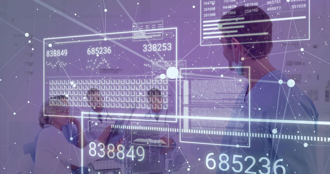 Digital Innovations in Healthcare Team Meeting with Data Overlays