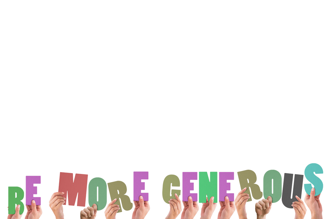 Transparent Hands Hold Colorful Letters Promote Generosity