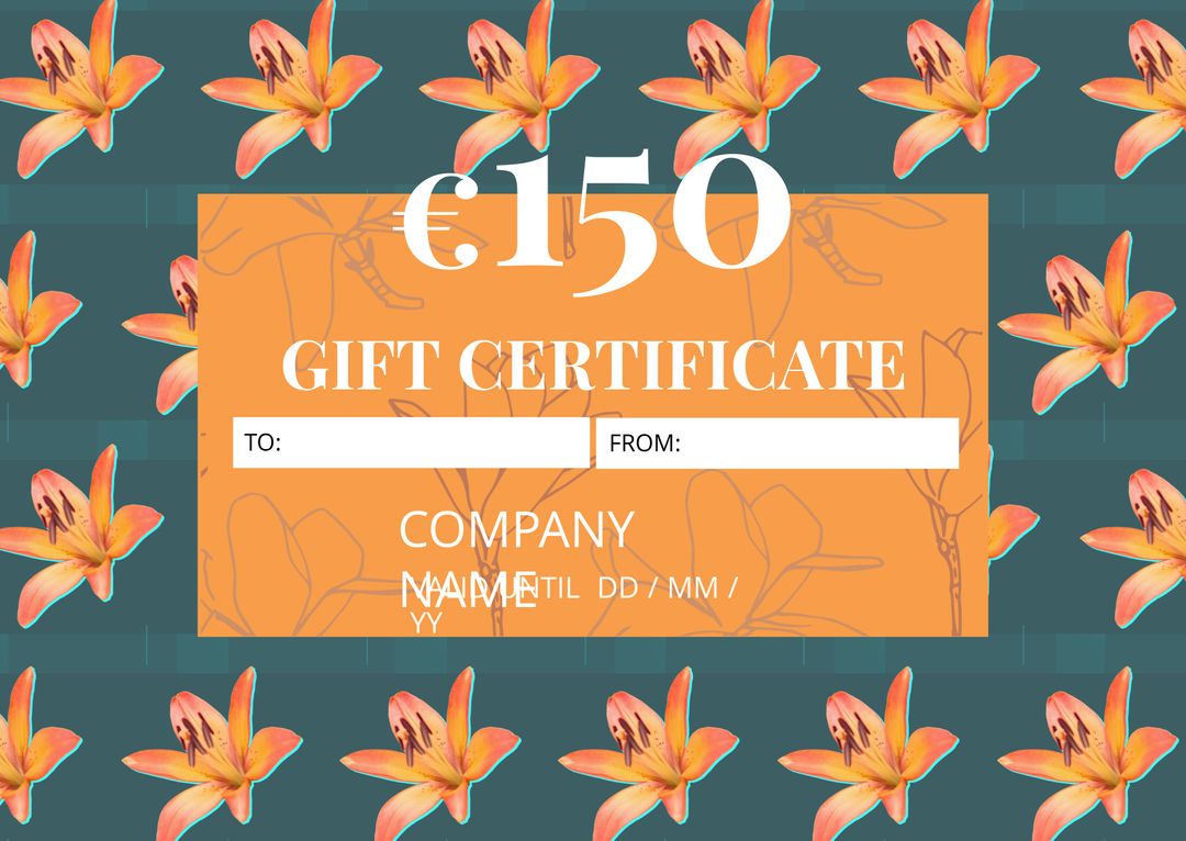 Vibrant Orange Lily Gift Certificate Template Design - Download Free Stock Templates Pikwizard.com