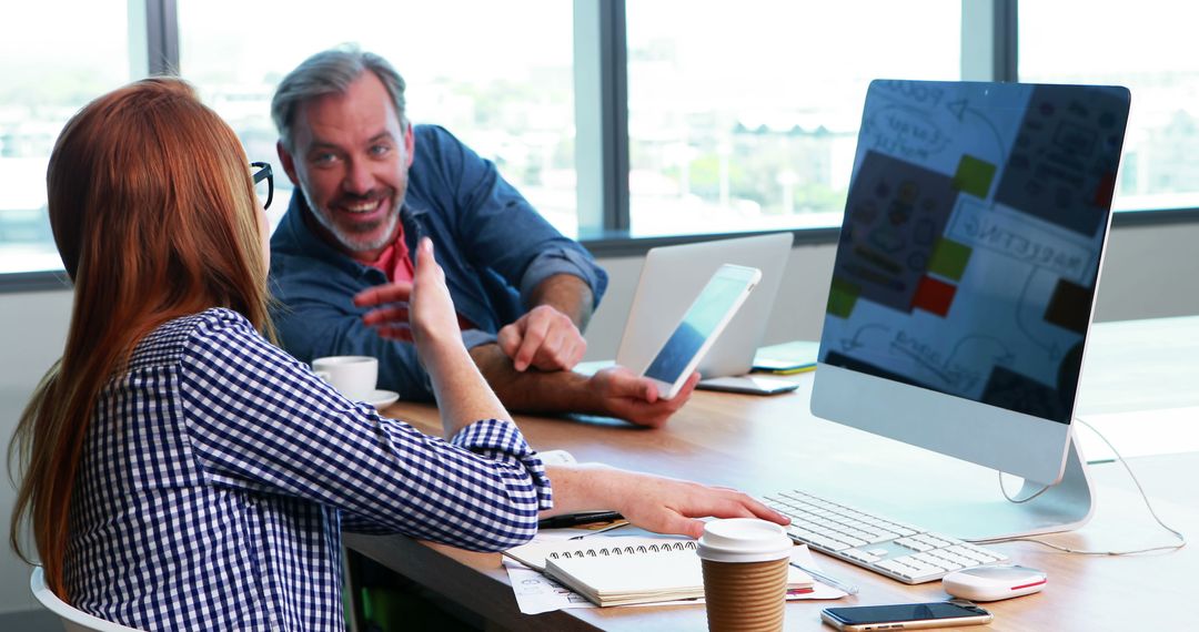 Collaborative Office Meeting at Modern Workspace