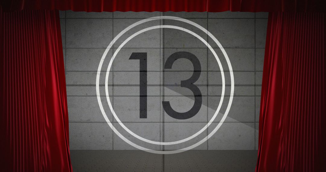 Classic Countdown Projection on Cinema Stage with Red Curtains - Free Images, Stock Photos and Pictures on Pikwizard.com