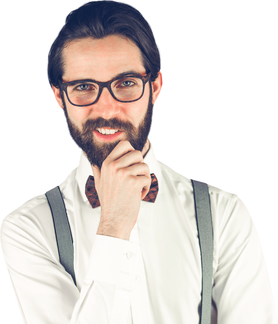 Young Professional in Bow Tie Smiling with Transparent Background