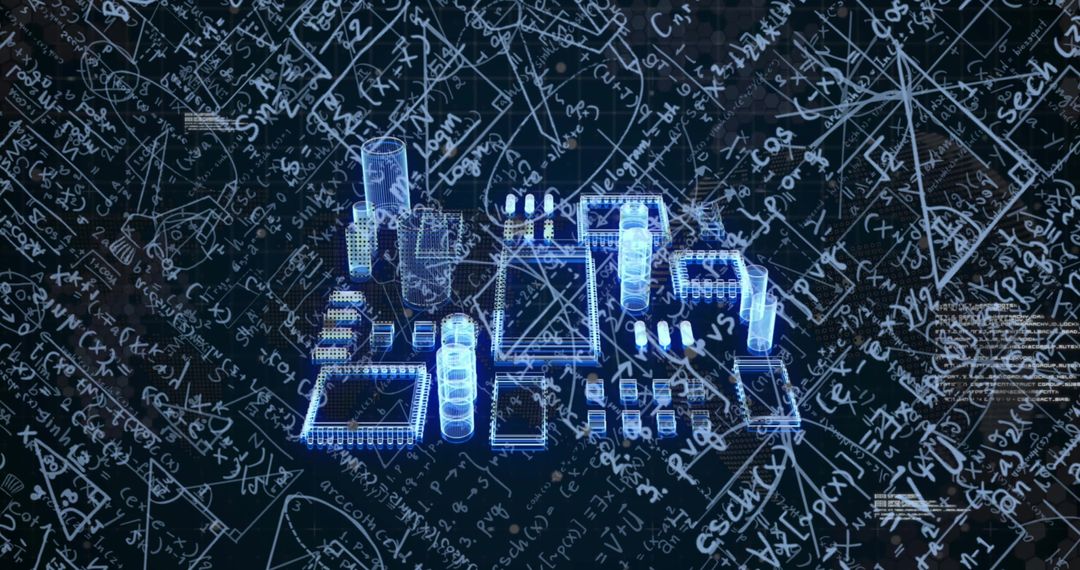 Digital Circuit Board with Complex Equations