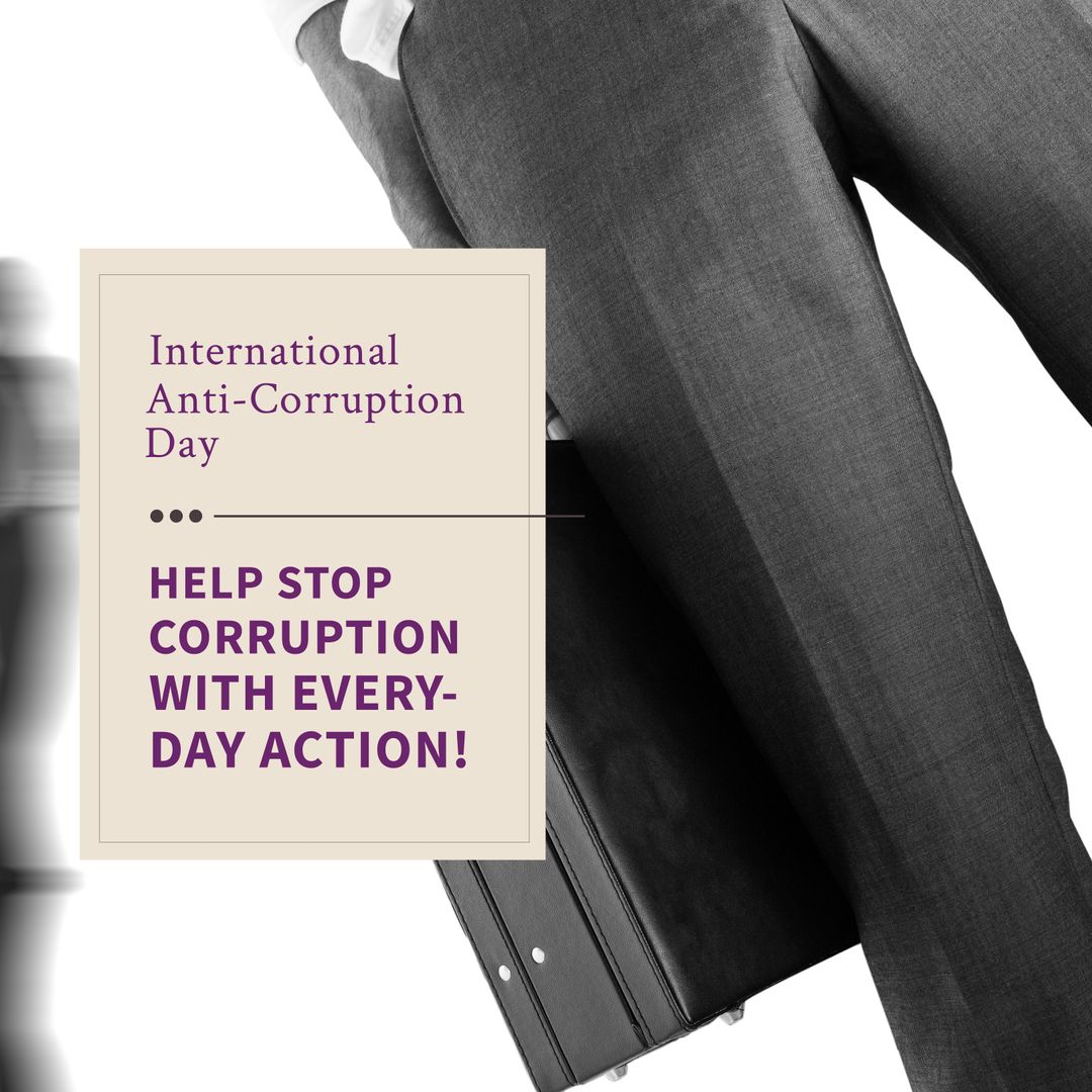 International Anti-Corruption Day Awareness with Businessman Carrying Briefcase