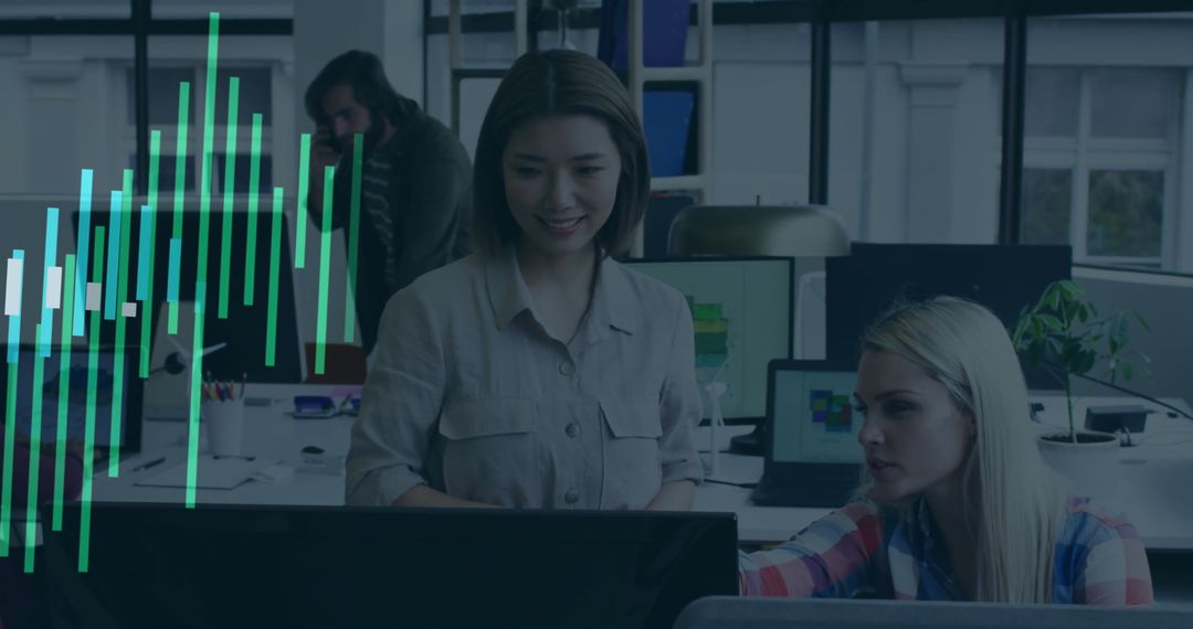 Financial Data Analysis Collaboration in Modern Office