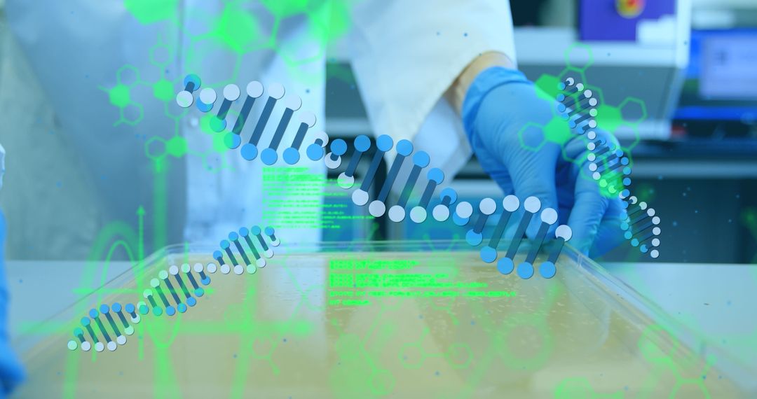 Scientist Analyzing DNA with Futuristic Digital Interface