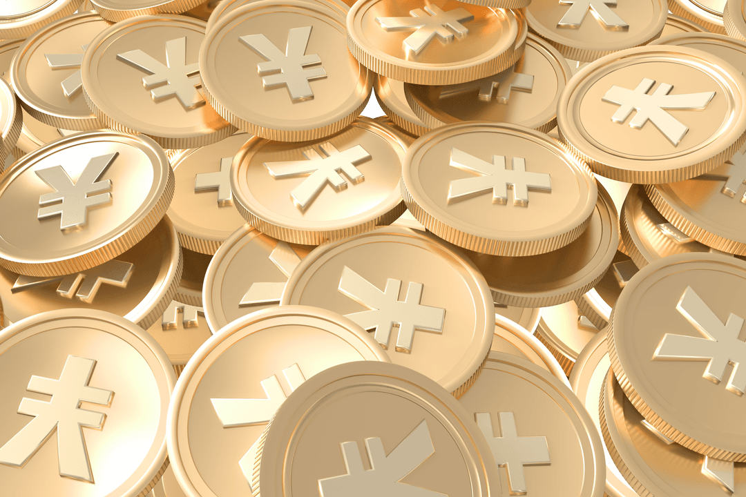 Transparent PNG Illustration of Gold Coins with Yen Symbol