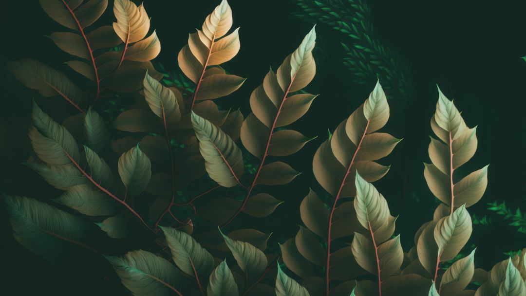 Green and Gold Tropical Leaves Under Soft Light - Download Free Stock Templates Pikwizard.com