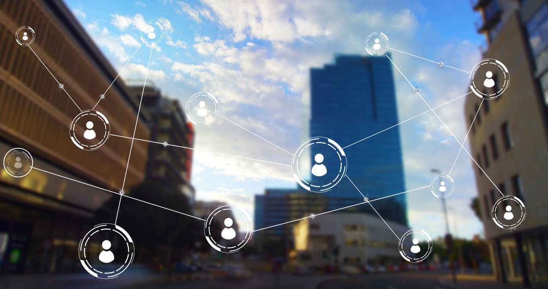 Virtual Network Connections Over Modern Cityscape