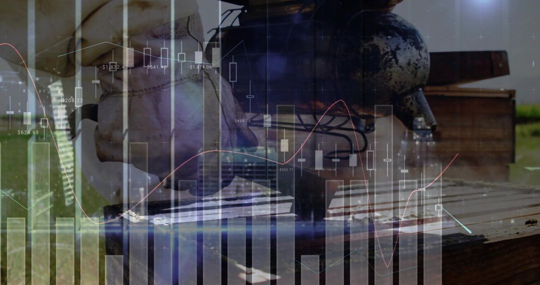 Craftsman Sanding with Sander Overlayed with Financial Data