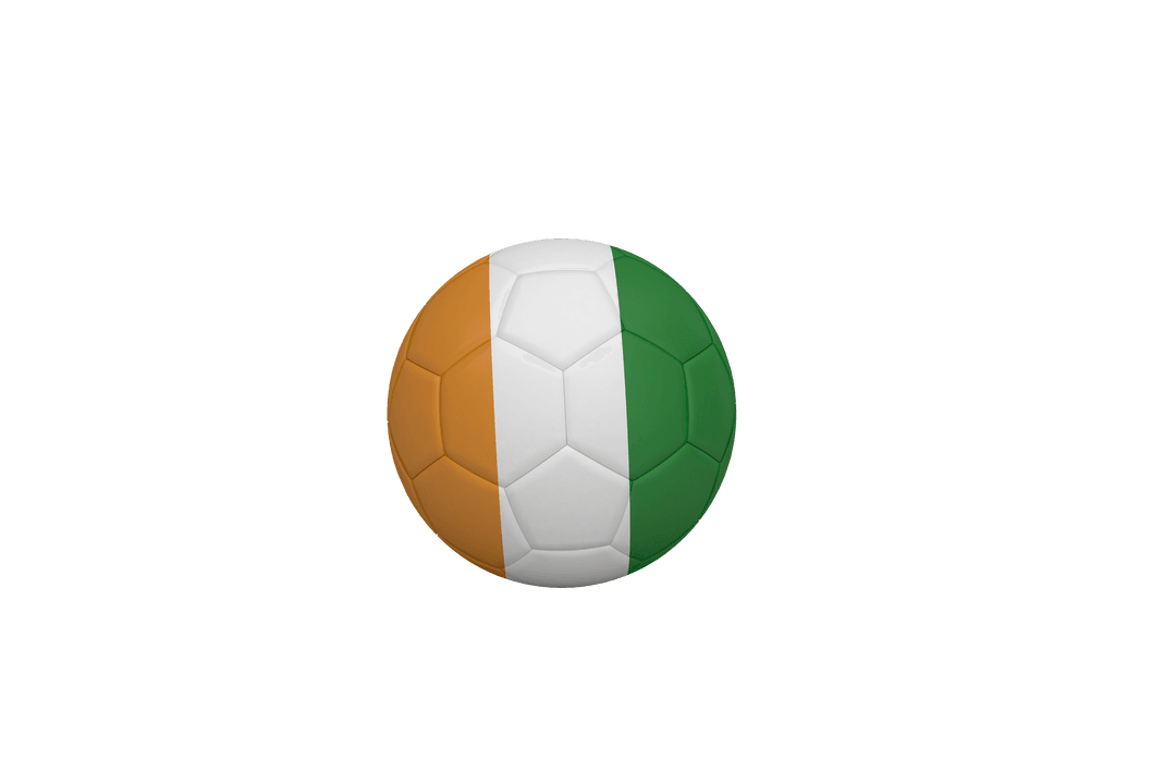 Football with Ivory Coast Flag Design with Transparent Background