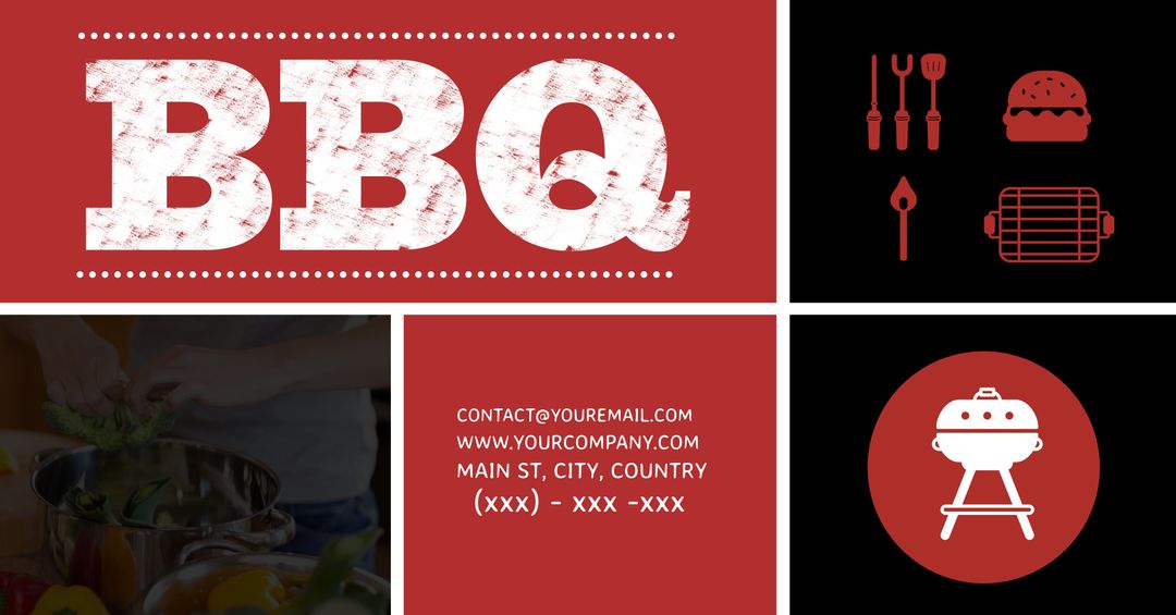 Rustic BBQ Event Flyer with Red Grunge Design