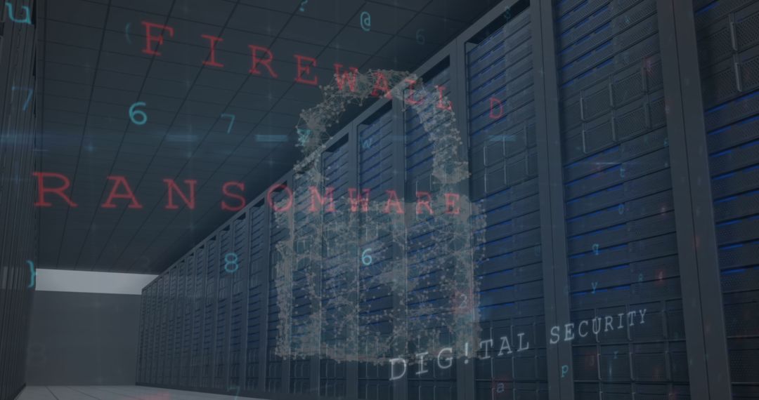 Digital Security Concept in High-Tech Server Room
