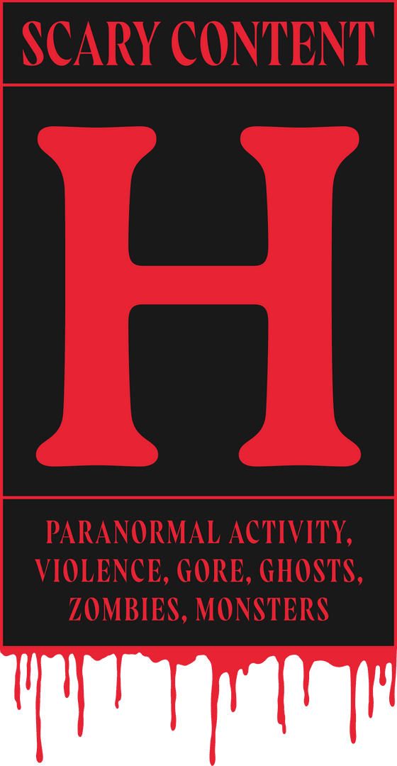 Scary Content Sign with Red H on Transparent Background