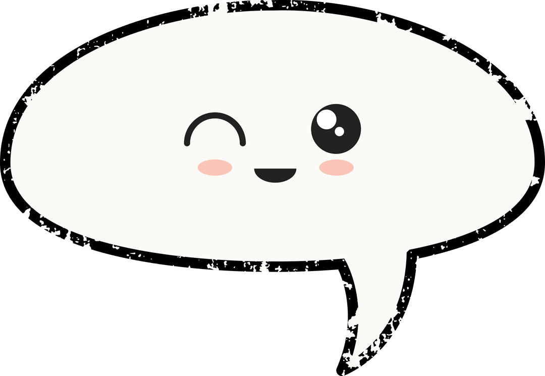 Cute Speech Bubble with Winking Face on Transparent Background