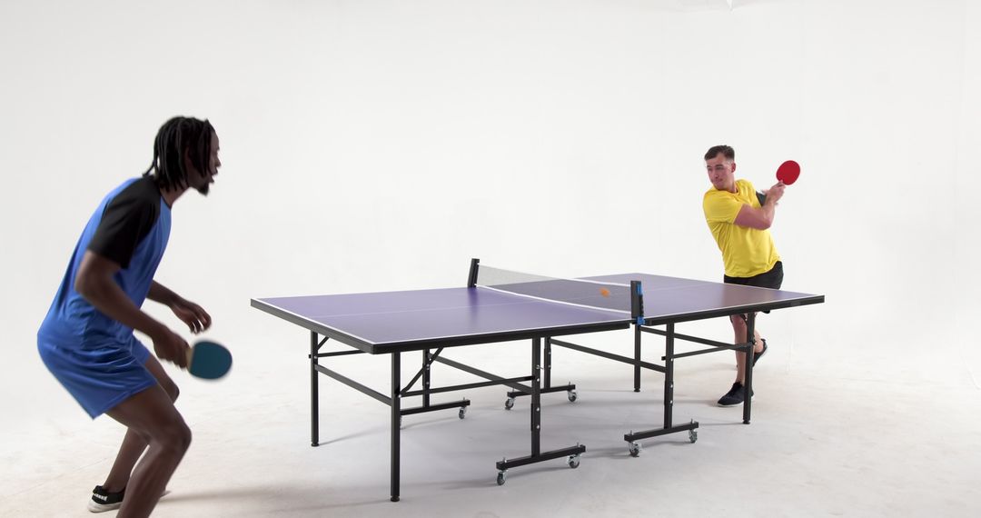 Dynamic Table Tennis Match in Minimalist Studio