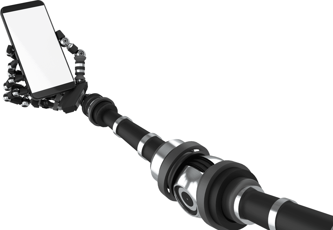 Transparent Robot Arm Holding Smartphone with Copy Space