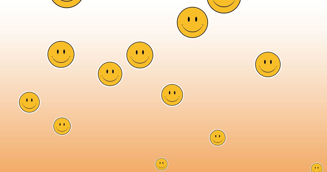 Floating Smiley Face Emojis on Gradient Background