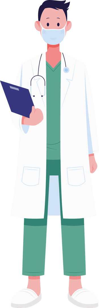 Healthcare Professional Wearing Face Mask with Stethoscope on Transparent Background