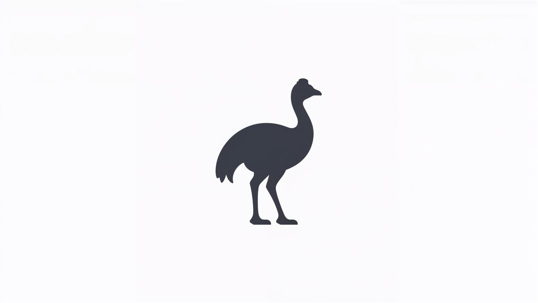 Minimalistic emu bird silhouette on white background