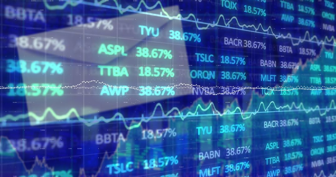 Digital Stock Market Interface with Financial Data Overlay