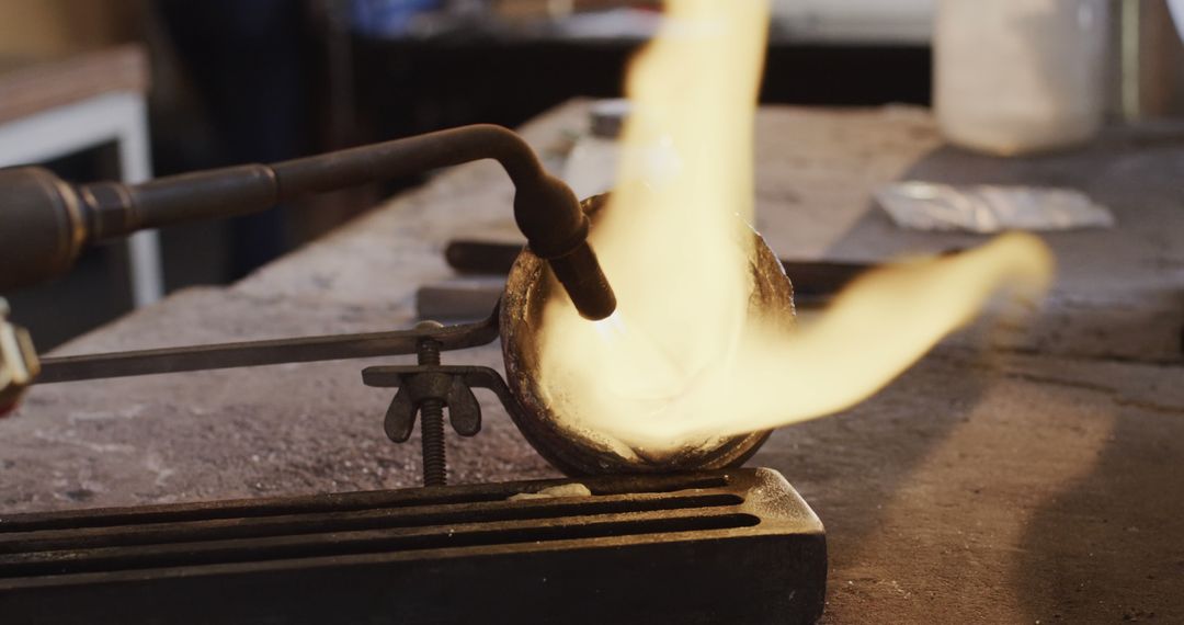 Close-Up of Metalworker Using Torch for Casting - Free Images, Stock Photos and Pictures on Pikwizard.com