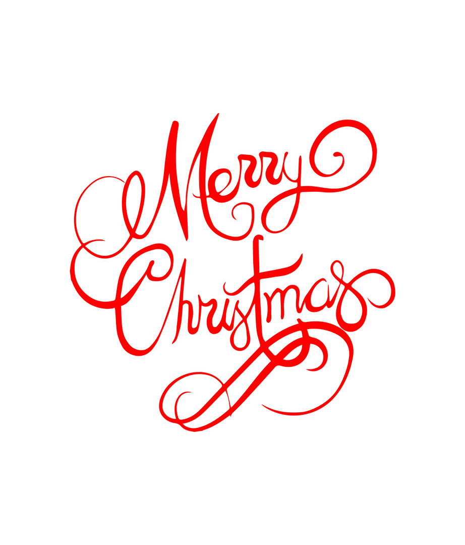 Elegant Merry Christmas Calligraphy on Transparent Background