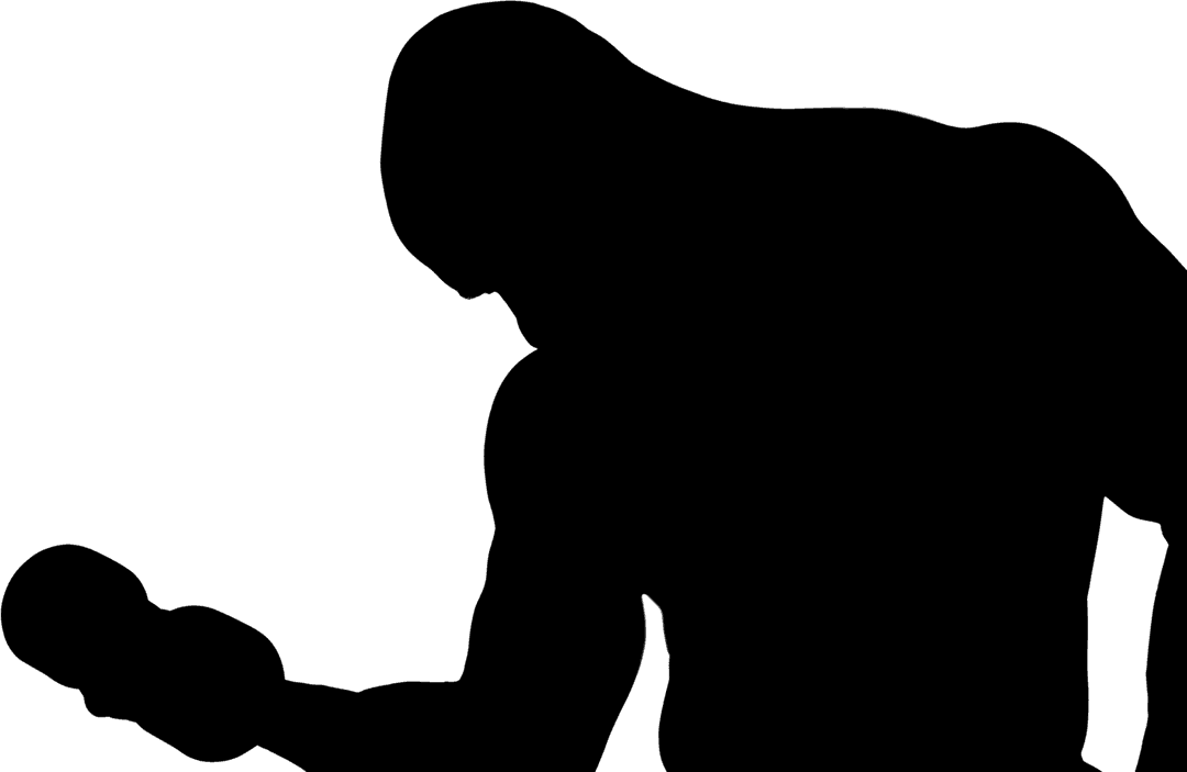 Digital Silhouette of Man Lifting Dumbbell Transparent Vector