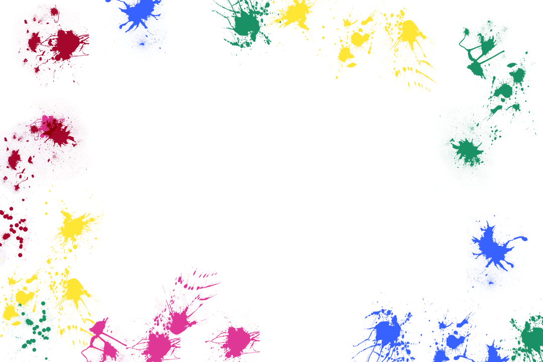Bright Colorful Paint Stains Frame on Transparent Background