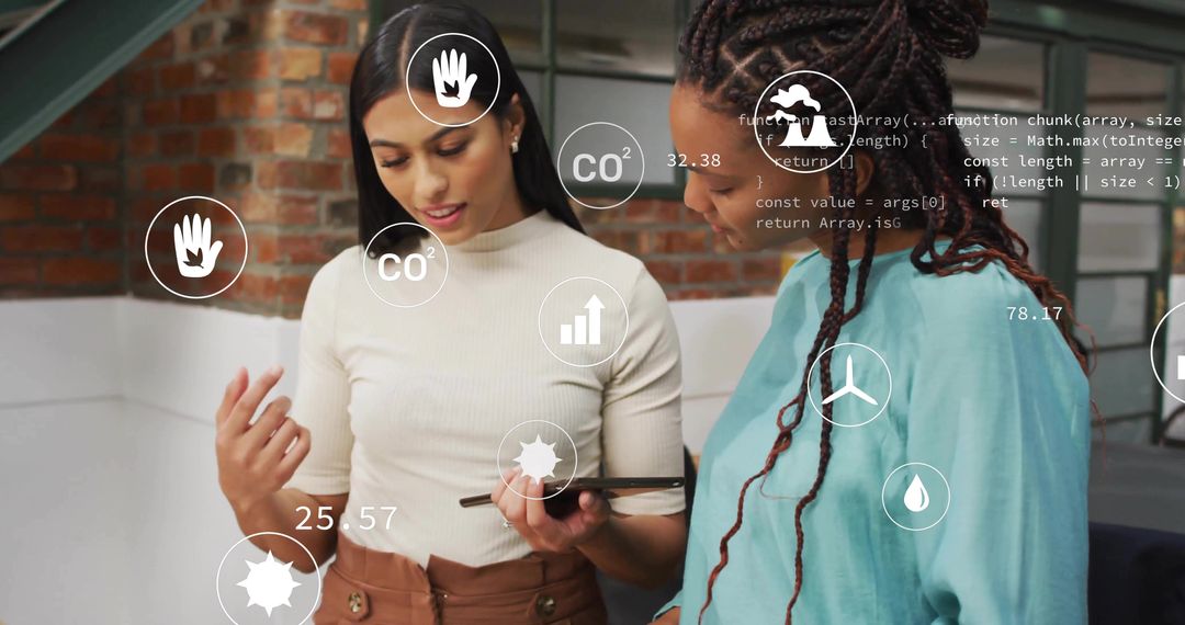 Business Professionals Analyzing Data on Tablet with Graphics