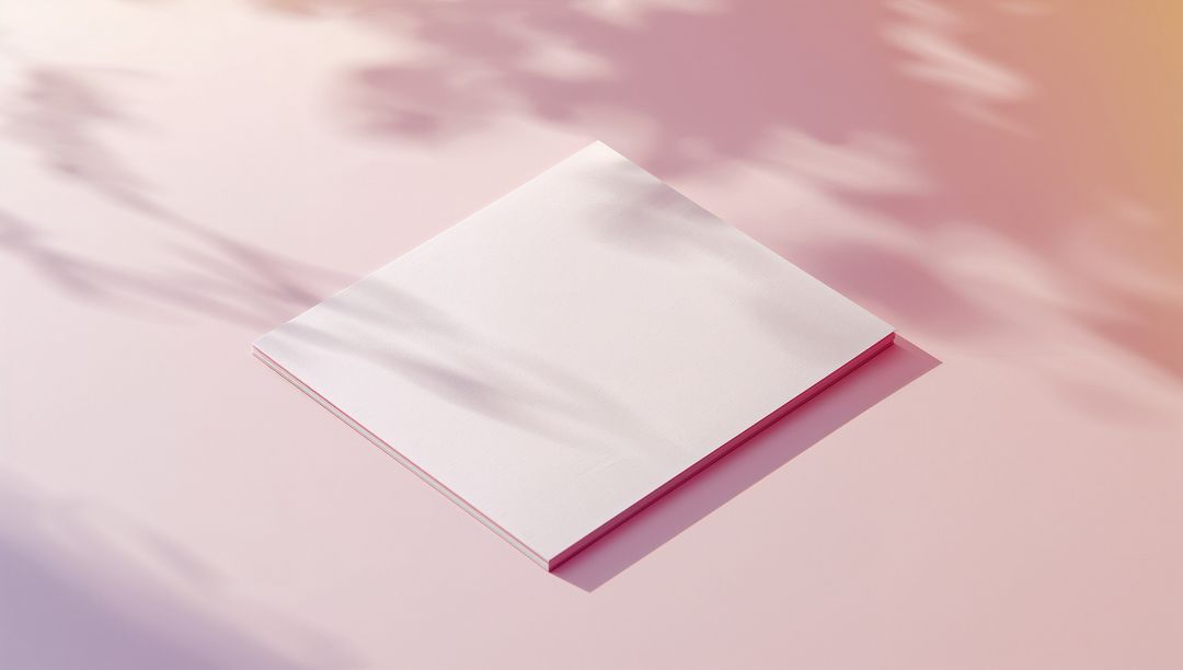 Minimal Square Card on Rose Background with Leaf Shadows