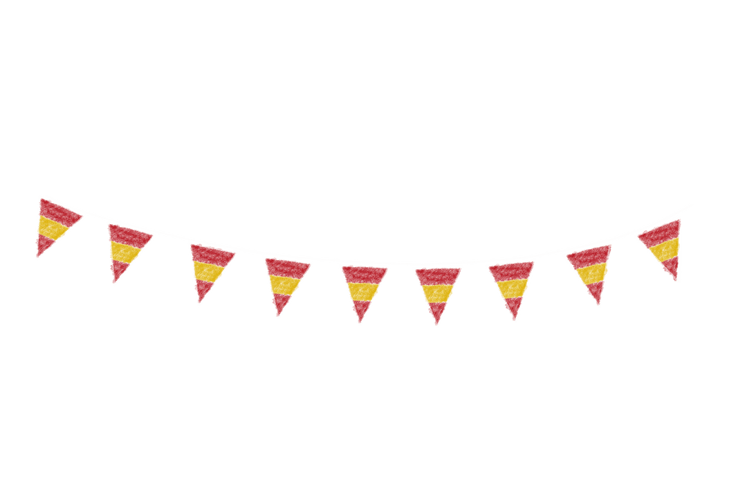 Colorful Festive Bunting Decoration Hanging on Transparent Background