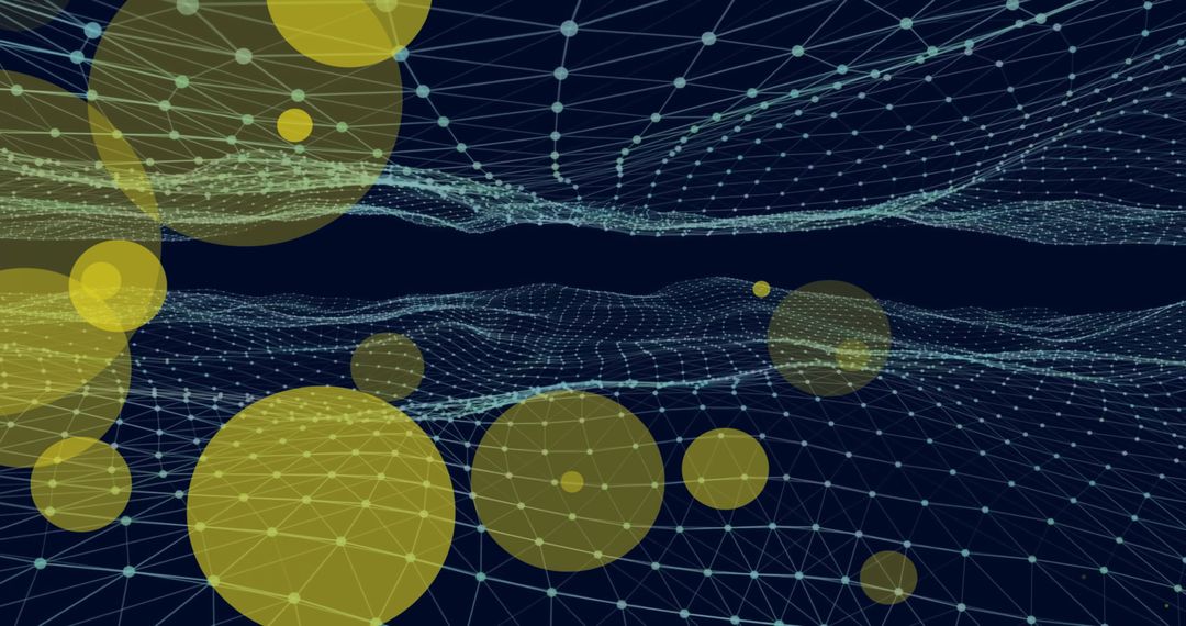 Abstract Digital Network with Floating Orange Lights