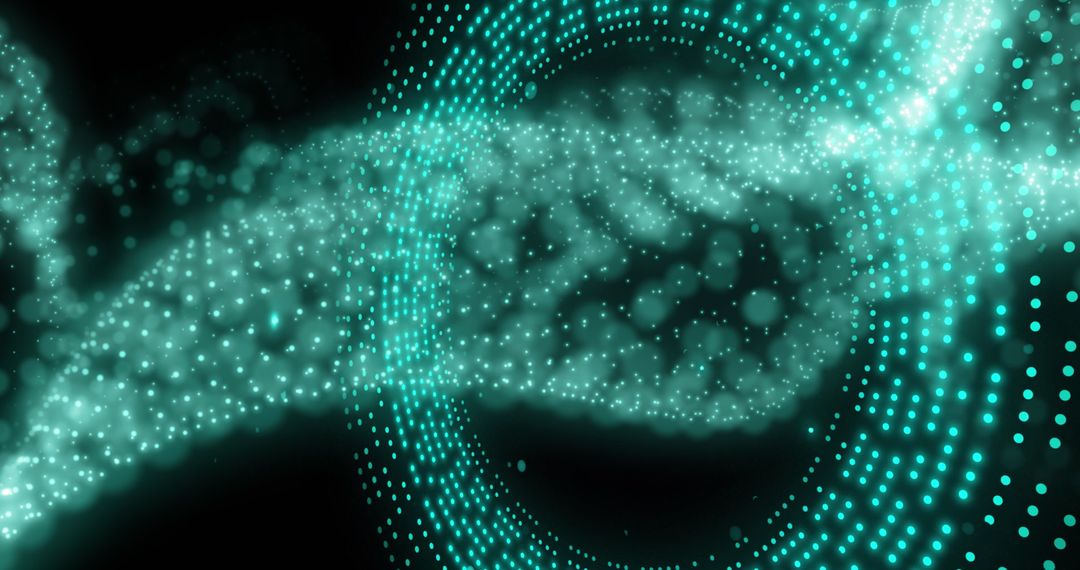 Abstract Digital Green Wave Pattern on Black Background