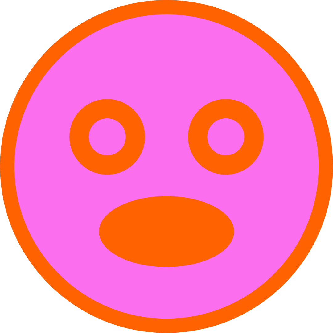 Surprised Emoji with Pink and Orange on Transparent Background