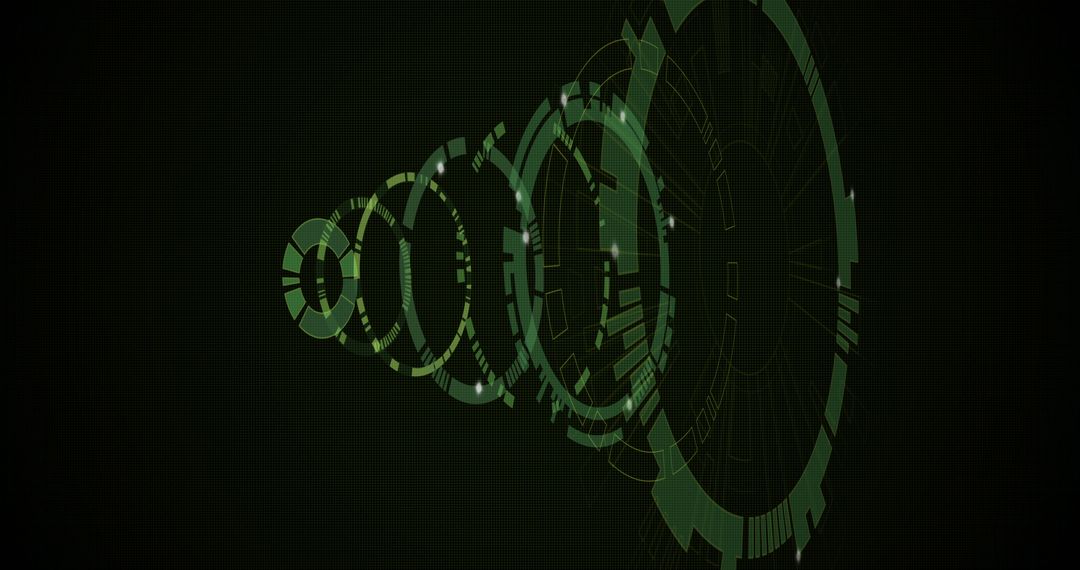 Abstract Digital Circles in Motion with Green Tones