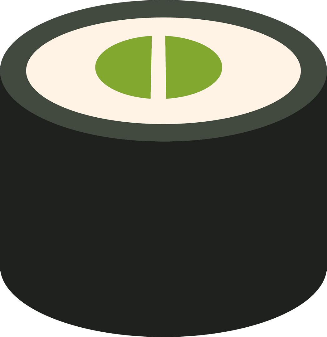 Transparent Vector Sushi Roll Illustration with Green Filling