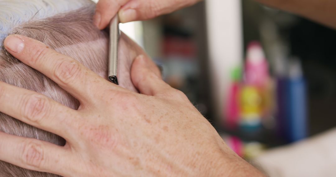 Close-up of Barber Shaving Elderly Man's Hair with Straight Razor - Free Images, Stock Photos and Pictures on Pikwizard.com