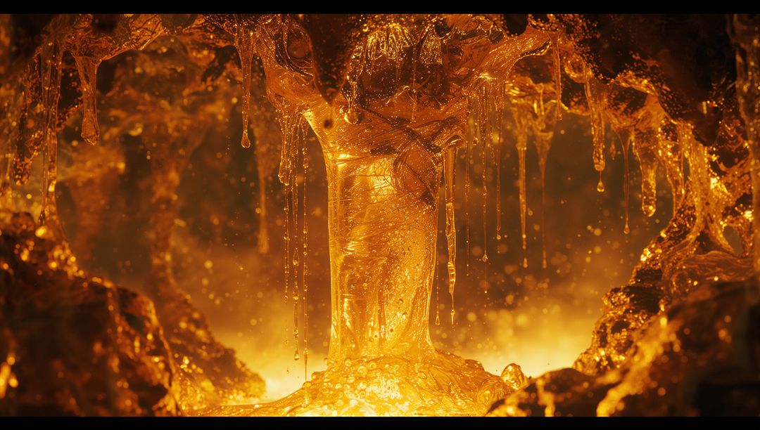 Fiery Molten Column Inside Intense Furnace Environment