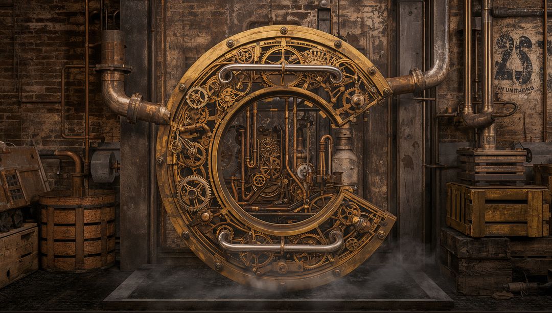 Giant Steampunk C With Intricate Metal Gears