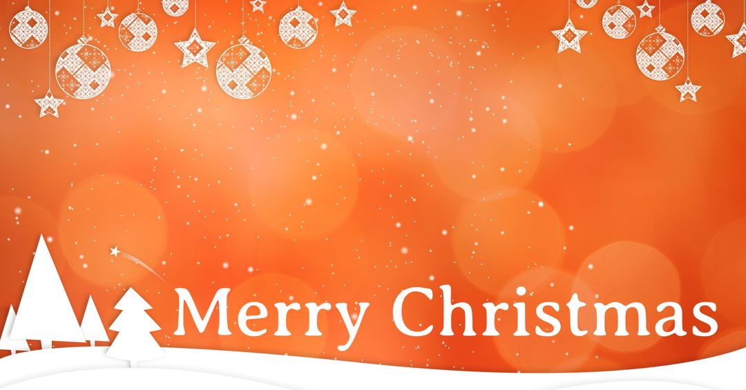 Festive Orange Christmas Background with White Ornaments