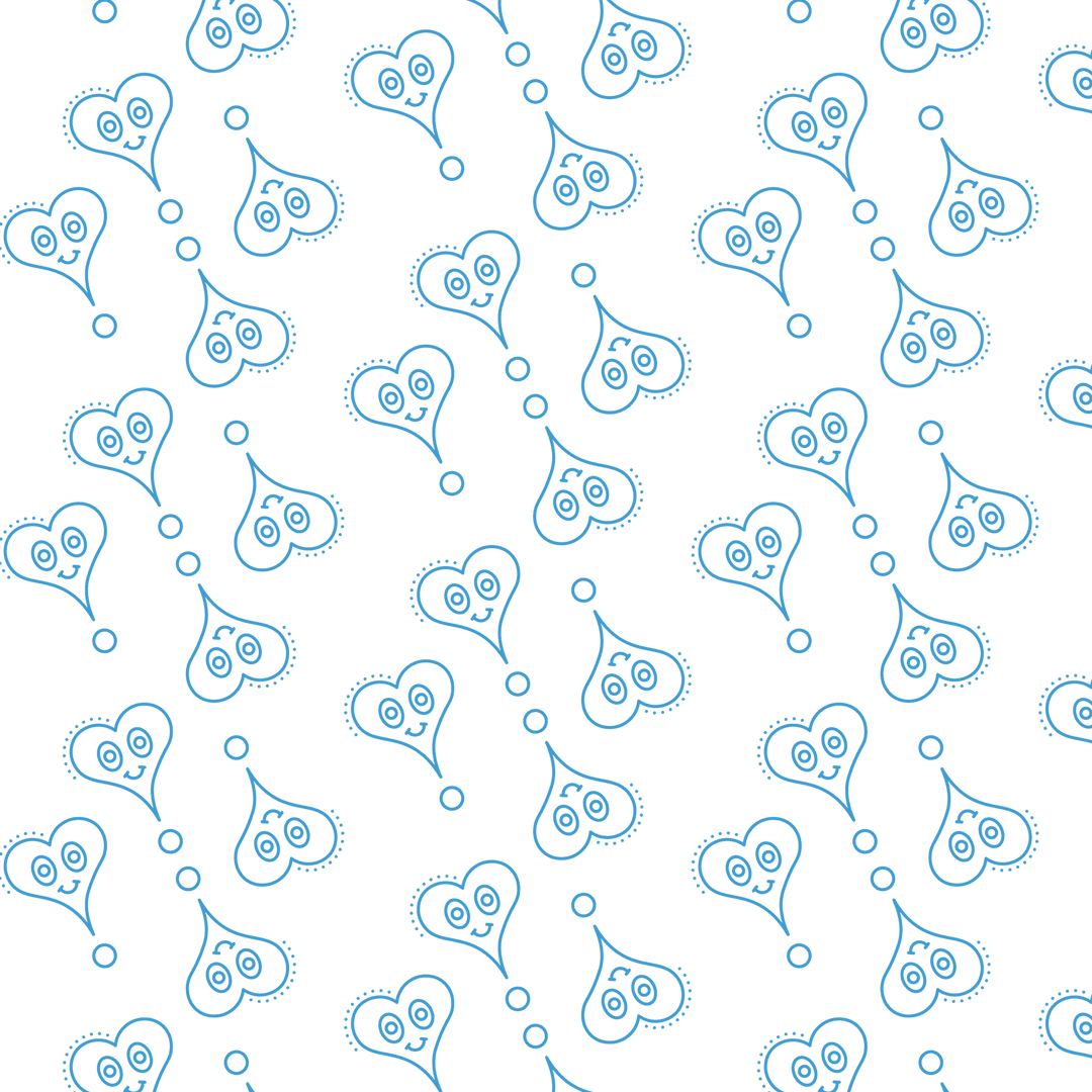 Transparent Blue Heart Pattern with Happy Smiles