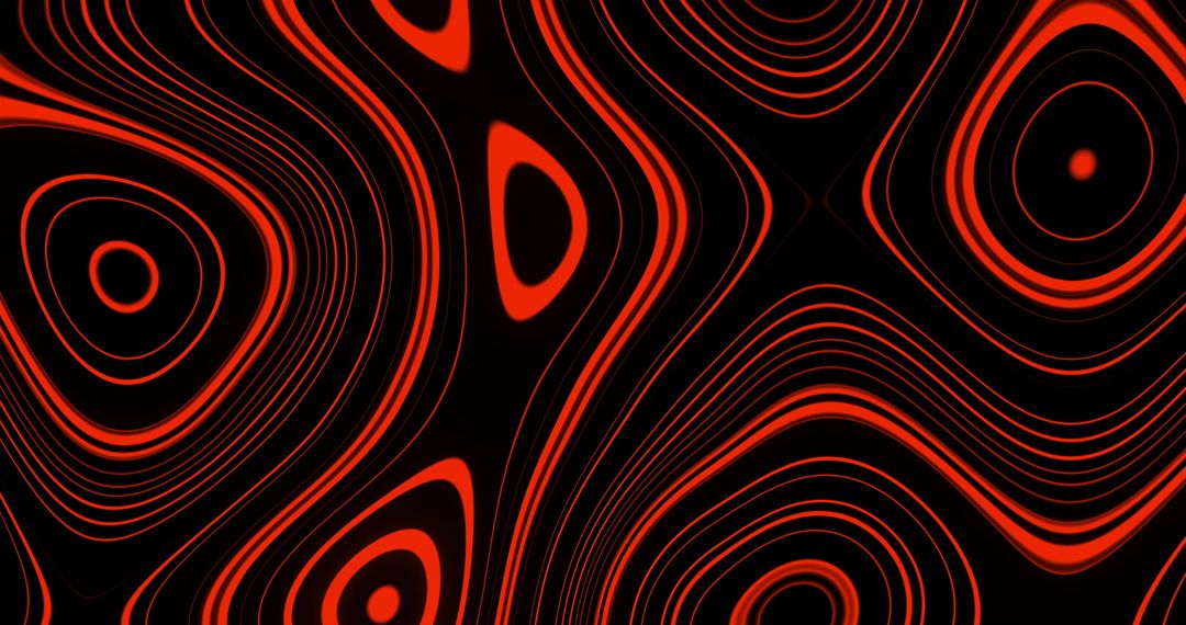 Abstract Red Neon Waves with Smooth Fluid Patterns