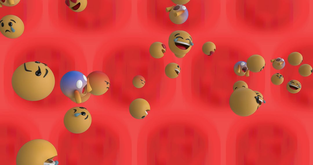 Colorful Emojis Falling on Red Backdrop - Free Images, Stock Photos and Pictures on Pikwizard.com