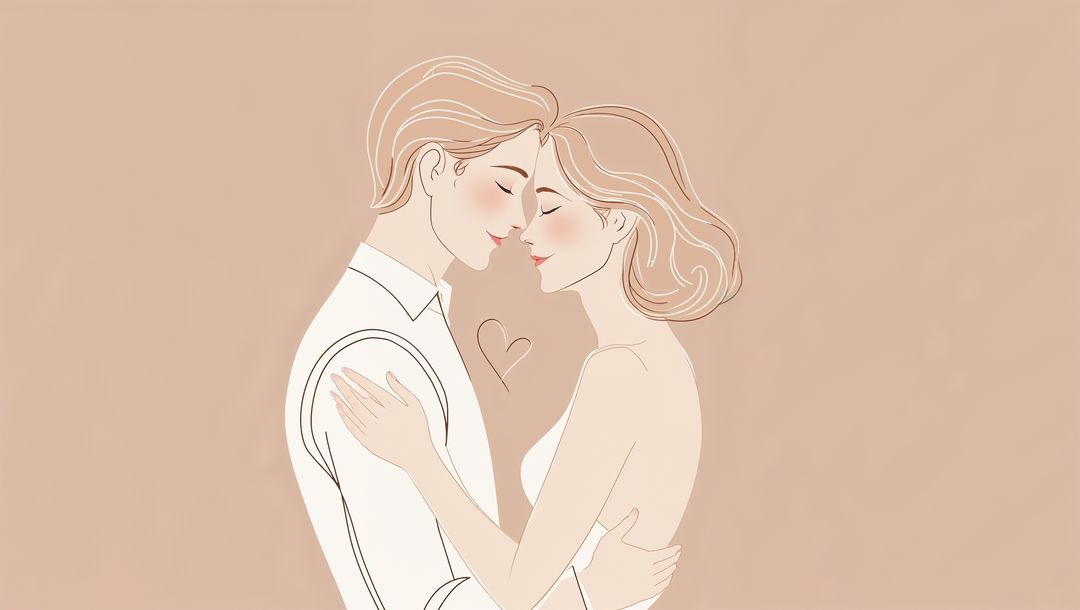 Minimalist Couple Embracing Illustrating Love and Intimacy