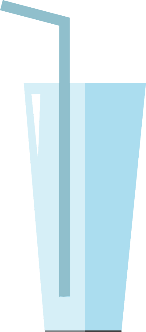 Transparent Blue Glass with Straw Icon for Refreshment Themes